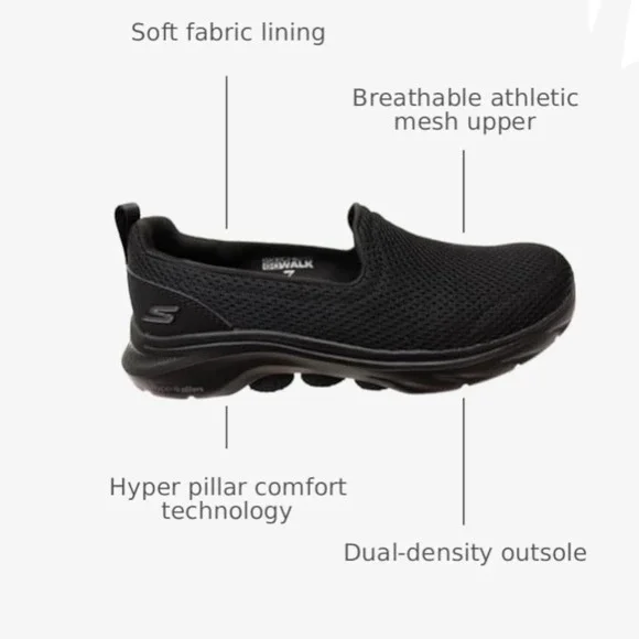 Skechers Black Go Walk 5 Slip-on Comfort Sneakers Women's Size 7.5 - Picture 3 of 8